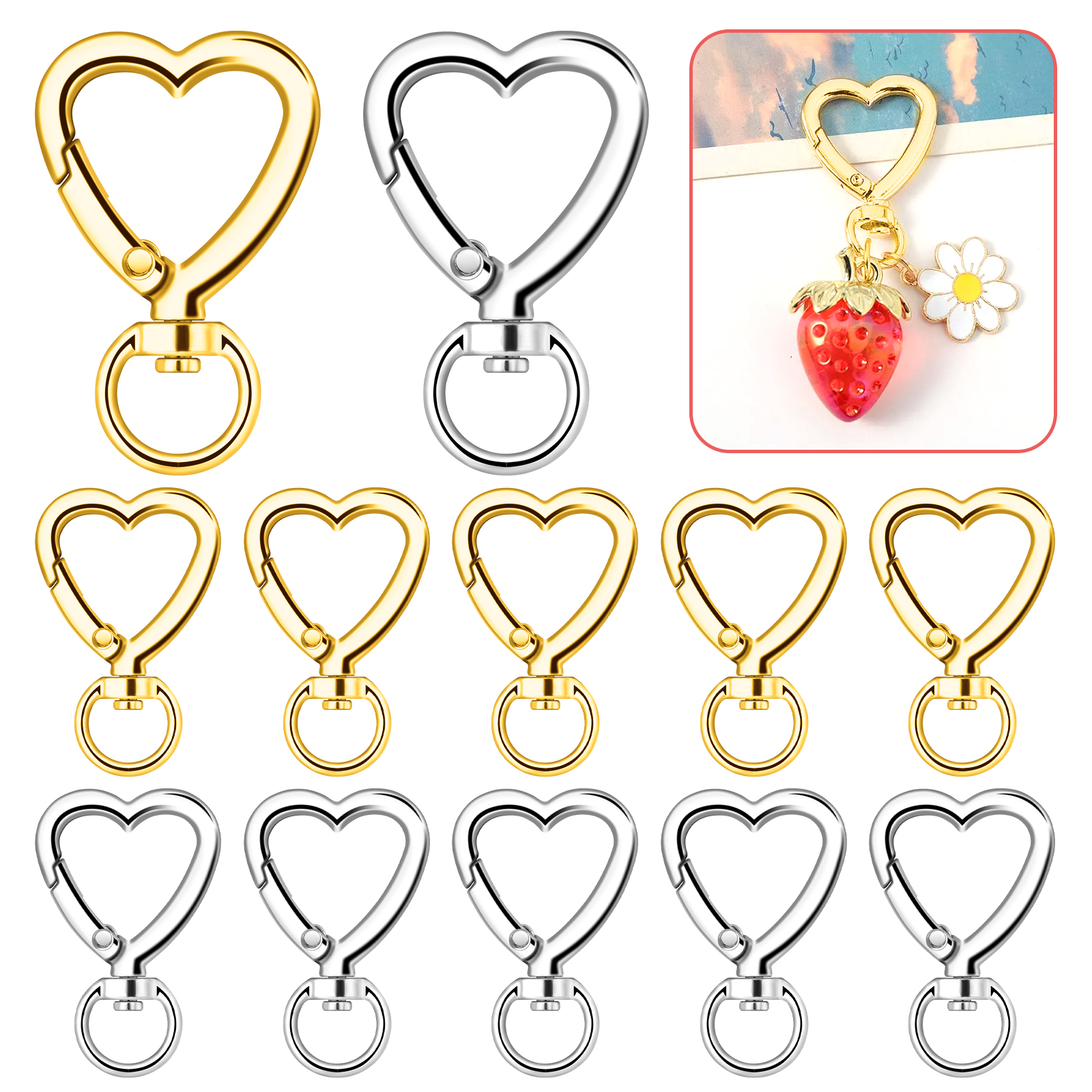 Fishing Swivel Connector - 10pcs Metal Heart Lobster Claw Clasps
