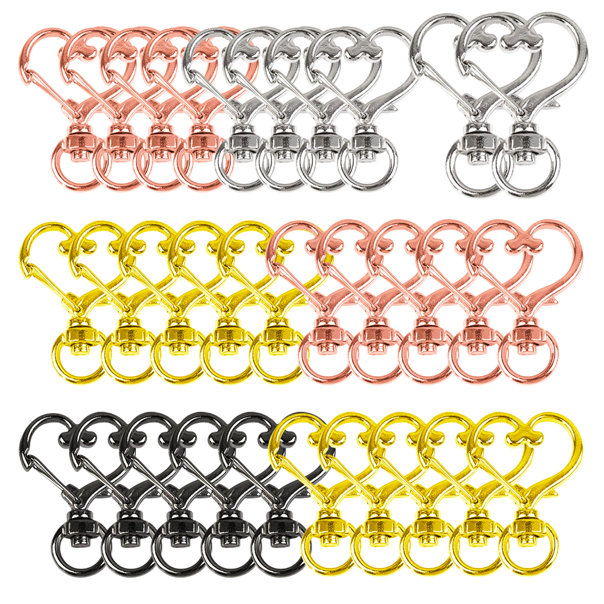 Fishing Swivel Connector - 5/10/15/25/40/60Pcs Heart-Shaped Swivel Snap Hooks Metal