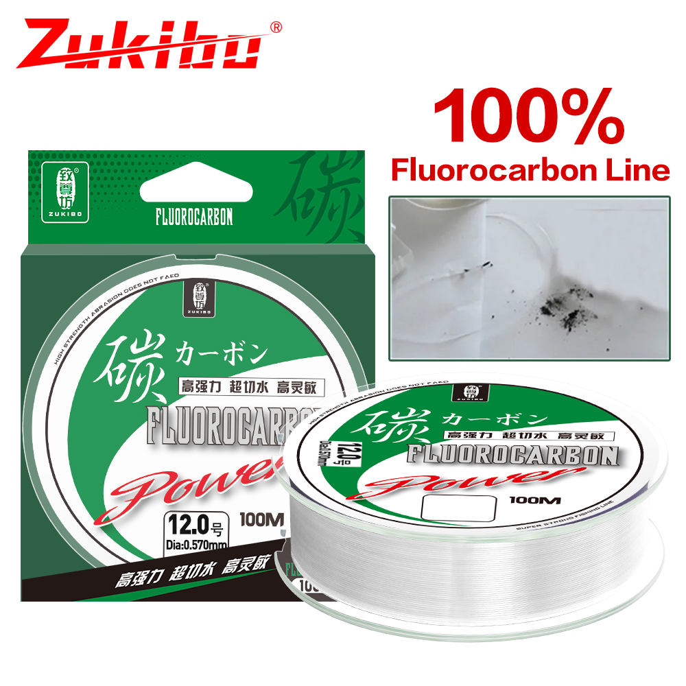 ZUKIBO 50m 100m 100% Fluorocar - مراجعة Fluorocarbon Line وسعره
