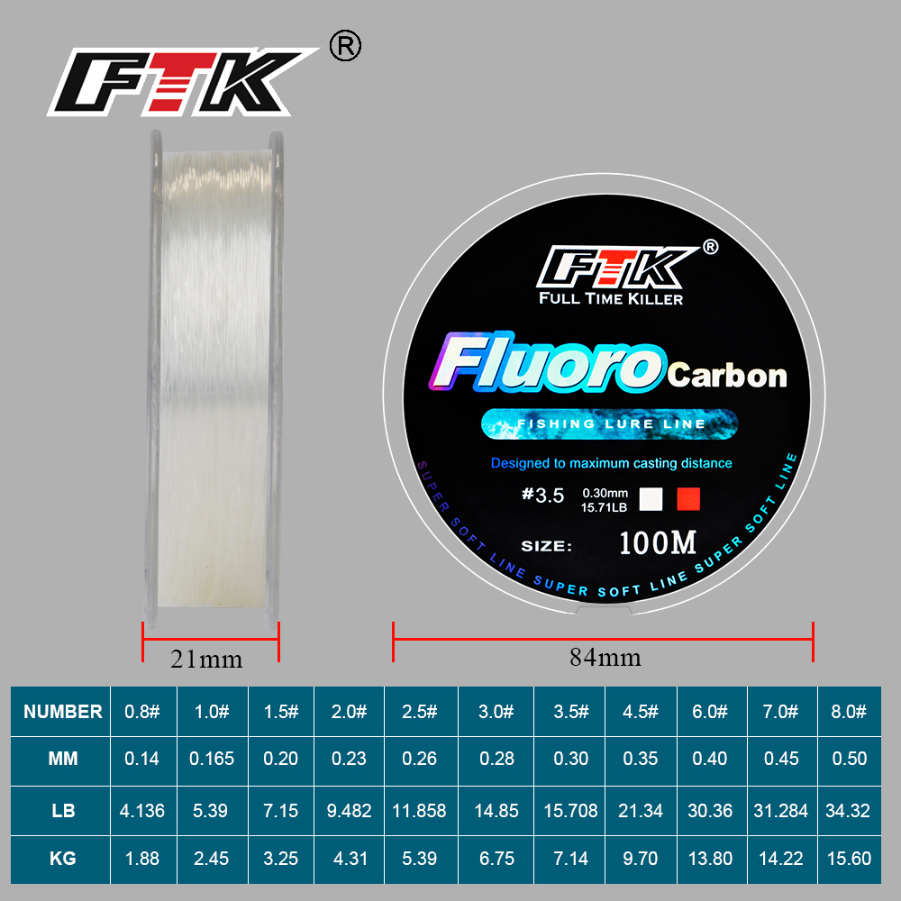 FTK 100M Fluorocarbon Fishing  - مراجعة Fluorocarbon Line وسعره