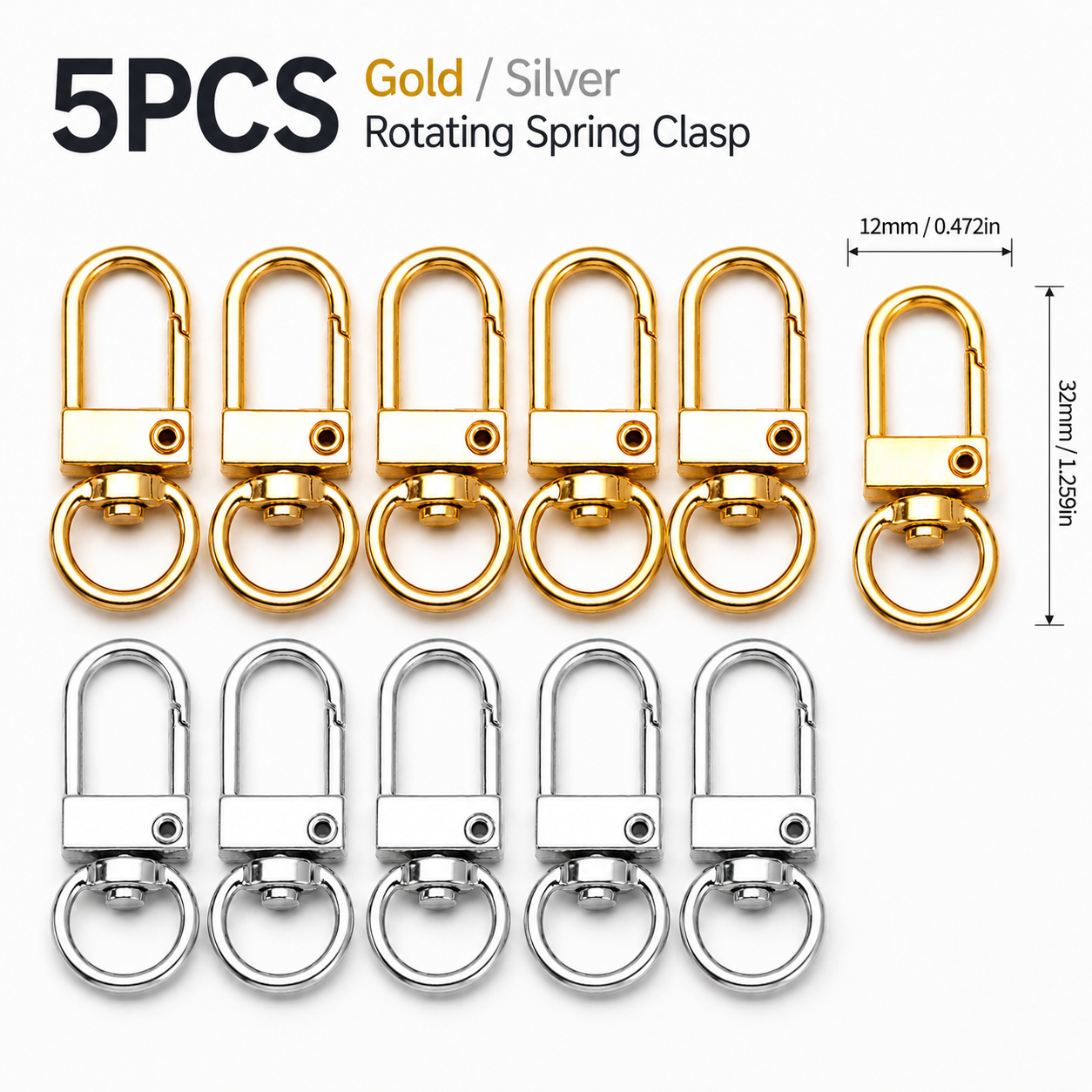 5Pcs D Shape Swivel Snap Hooks - مراجعة Fishing Swivel Connector وسعره