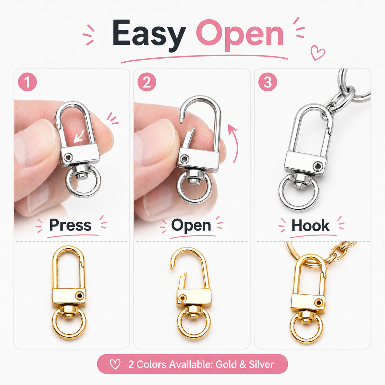 5Pcs D Shape Swivel Snap Hooks - مراجعة Fishing Swivel Connector وسعره