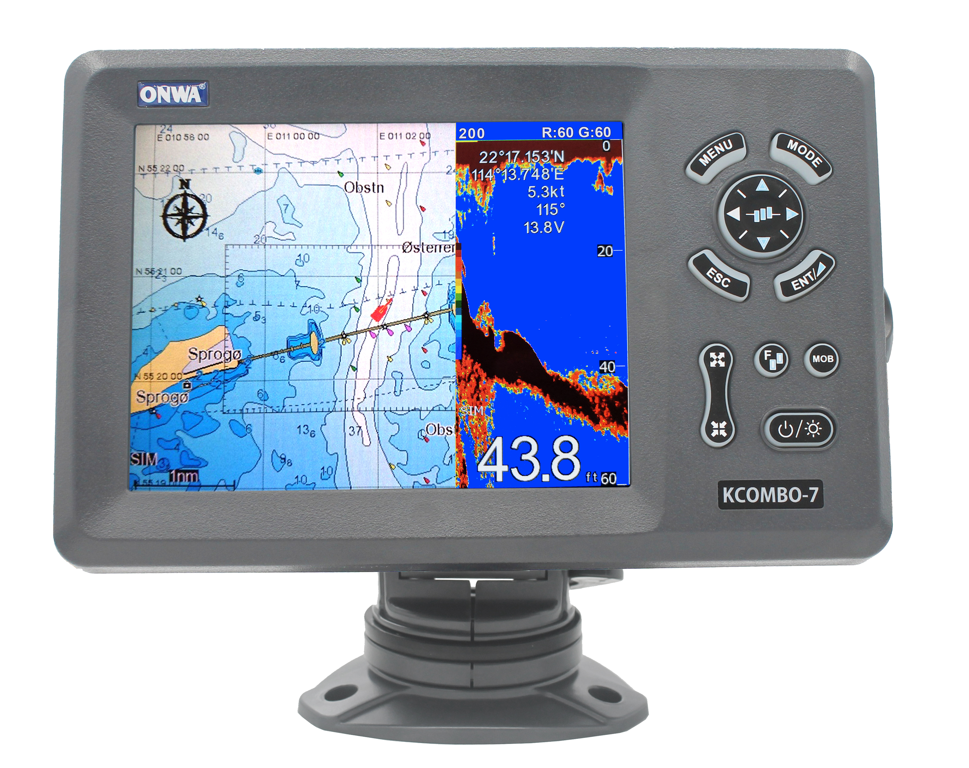 ONWA KCombo-7 7inch Marine GPS - مراجعة Fish Finder وسعره