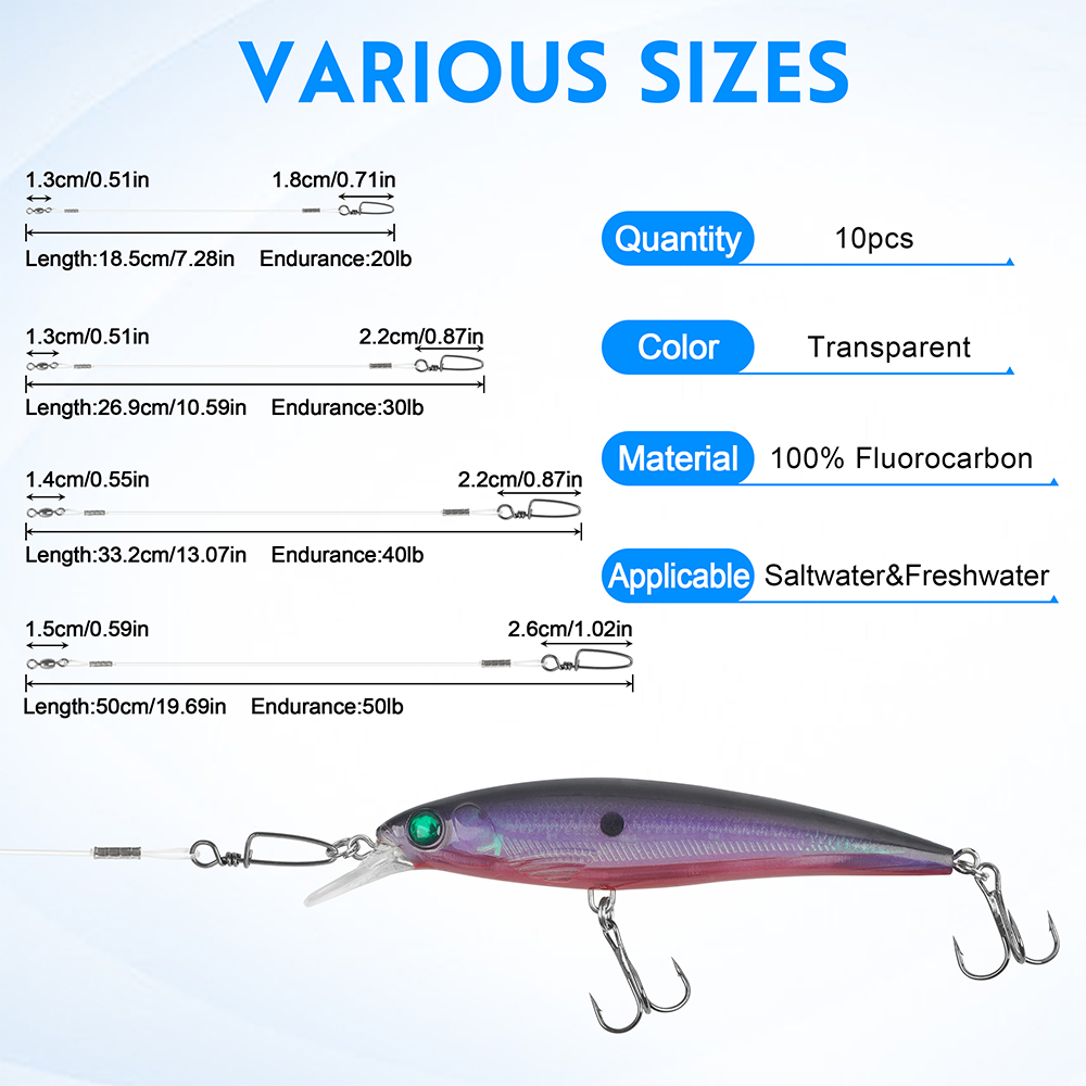 10Pcs Fluorocaron Fishing Lead - مراجعة Fluorocarbon Line وسعره