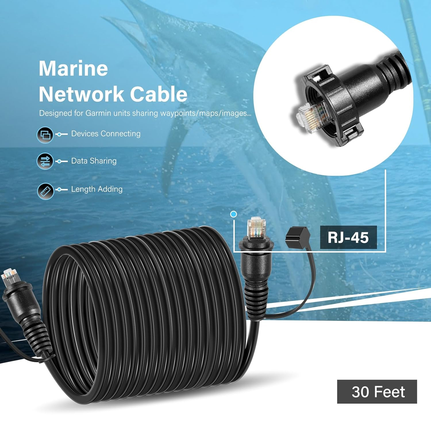 30 Foot Marine Network Cable f - مراجعة Fish Finder وسعره
